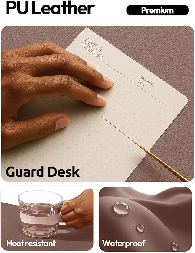 YSAGi Leather Desk Protector, Office Mat, Large Mouse Mat, Non-Slip PU Leather Blotter, Laptop Desk, Waterproof Writing Pad for Office and Home (Chocolate, 47" x 17")