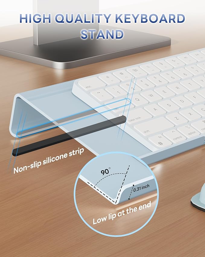 Computer Keyboard Stand for Desktop, Keyboard Wrist Rest Holder Stand for Easy Typing with Wrist Pad for Office Desk, Home, School(Blue)