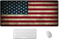 SSOIU Vintage American Patriotic US Flag Mouse Pad 35.5 X 15.7 Inch XXL Full Desk Mousepad Extended Large Non-Slip Rubber Base Waterproof Big Keyboard Mat with Stitched Edges for Gaming and Office