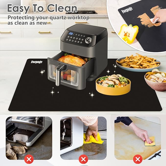 Extra Large Silicone Mat for Resin 36.2" x 24", 2MM Thick Silicone Craft Mat for Table, Multifunction Silicon Matt for Kitchen Countertop Protector Heat Resistant Placemat by Foepoge(Black)