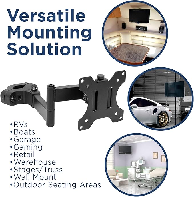 Mount-It! Universal Full Motion Steel Pole Mount with Articulating Arm and Removable VESA Plate for 17 to 32 Inch Monitors & TVs, VESA 75x75 & 100x100 Compatible, Black (MI-391) (Pack of 2)