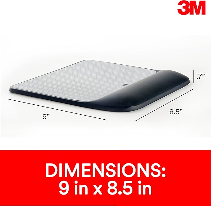 3M Precise Mouse Pad with Gel Wrist Rest, Soothing 3M Gel Technology and Satin Smooth Cover for All Day Comfort, Optical Mouse Performance and Battery Saving Design (MW85B), Extended, Black