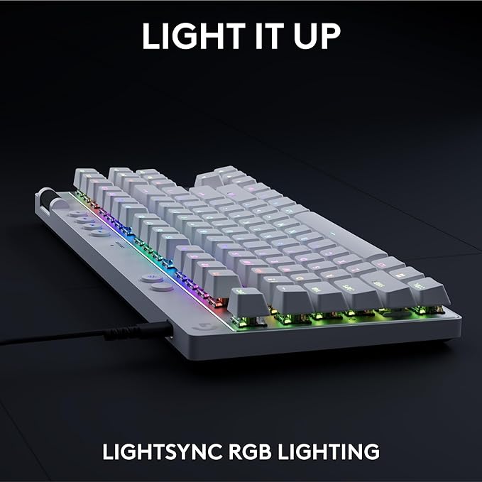 Logitech G PRO X TKL Rapid (Tenkeyless) Wired Gaming Keyboard: Magnetic Analog Switches with Rapid Trigger, Lightsync RGB, Detachable USB-C Cable, Volume Roller & Media Buttons - White