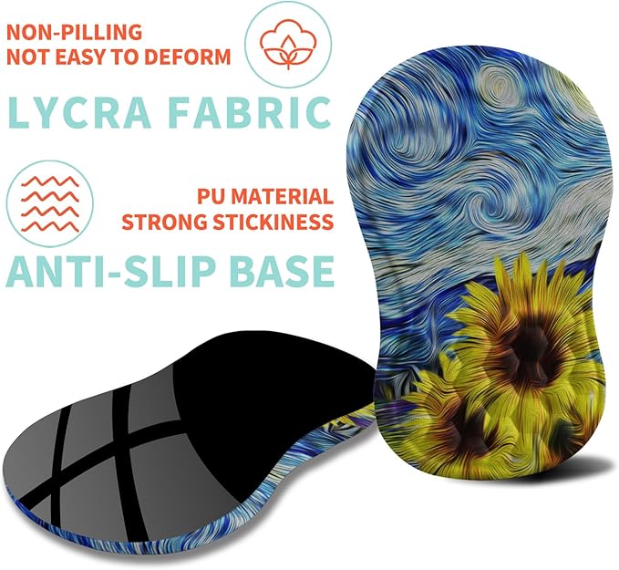 Ergonomic Mouse Pad Wrist Support with Memory Foam Massage Bulge, Carpal Tunnel Mousepad Wrist Rest for Mouse(12x8 inch,Sunflower)