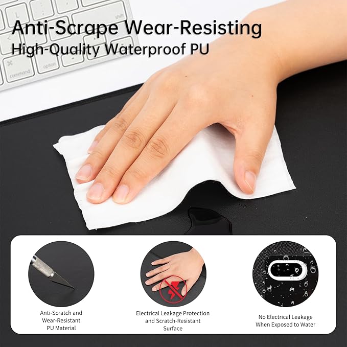 Heated Desk Pad, Heated Mouse Pad- 31.5 x 13 inch, Heated Desk Mat, Desk Warmer with 5 Heat Levels & Auto Shut-Off - Ideal for Office and Home (Black)