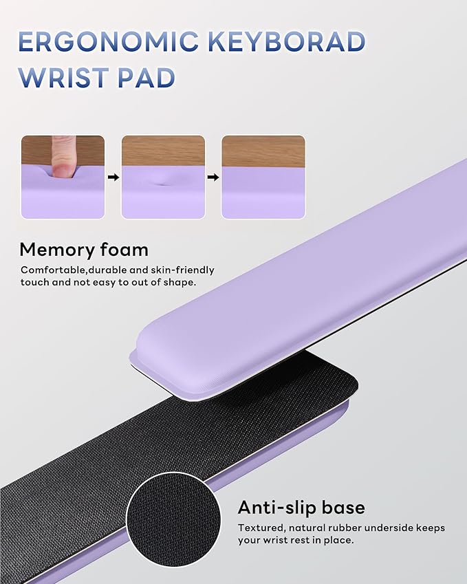 Computer Keyboard Stand for Desktop, Keyboard Wrist Rest Holder Stand for Easy Typing with Wrist Pad for Office Desk, Home, School(Purple)