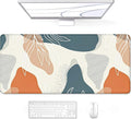 Auhoahsil Large Mouse Pad, XXL Gaming Mousepad, Desk Mat for Desktop, Thick Rubber, Big & Long Size, Stitched Edges, Full Desk Pad for Laptop & Computer, Extended 31.5 x 11.8 in, Abstract Art Leaves