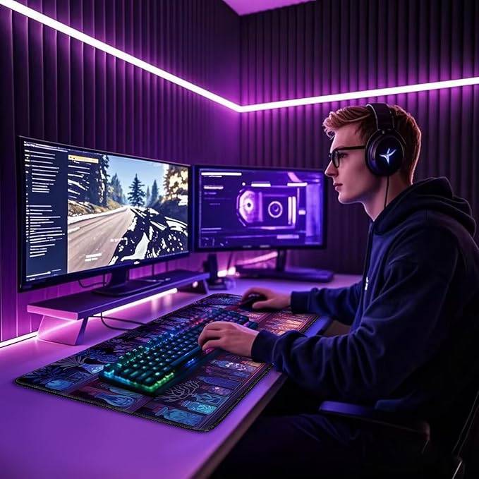 Mystical Potion Bottles Gaming Mouse Pad 31.5"x15.7"｜XXL Desk Mat, Non-Slip Rubber Base & Stitched Edges - Extended Waterproof Mousepad for PC/Laptop/Office/Home Decor