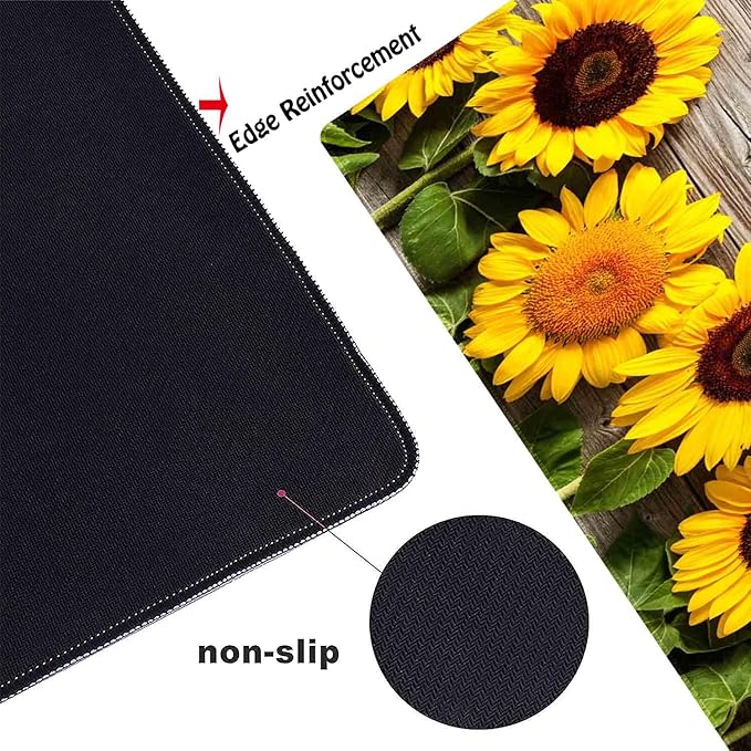 Blooming Sunflowers Non-Slip Rubber Large Mouse pad for Desk,Large Gaming Mouse Pad XXL Extended Mouse pad with Stitched Edges Non-Slip Base Water Resist Pad Desk Mat 35.4x15.7inch