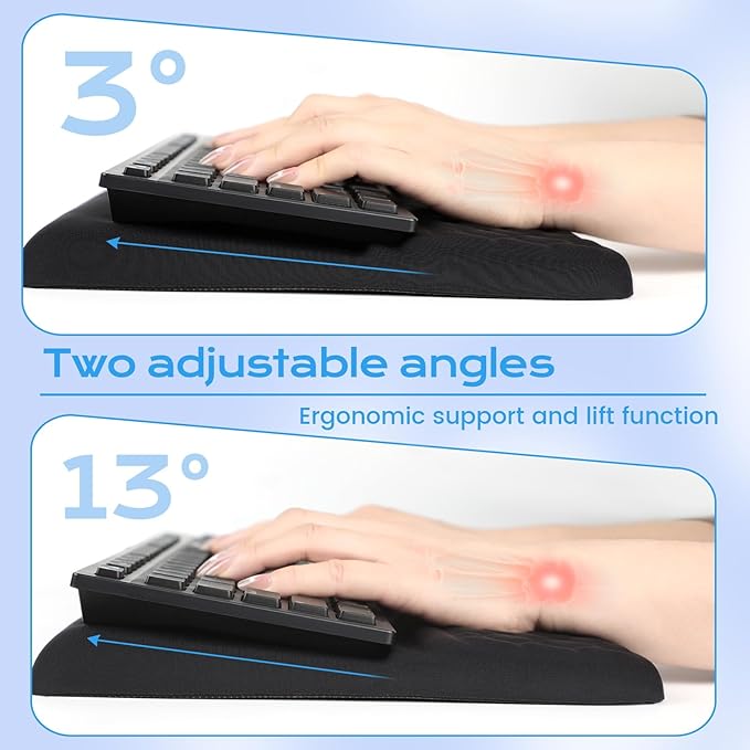 Keyboard Wrist Rest with Ergonomic Height - Computer Keyboard Stand & Soft Cushioned Pad for Wrist - Non-Slip Typing Support for Office, Gaming & Home (Black)
