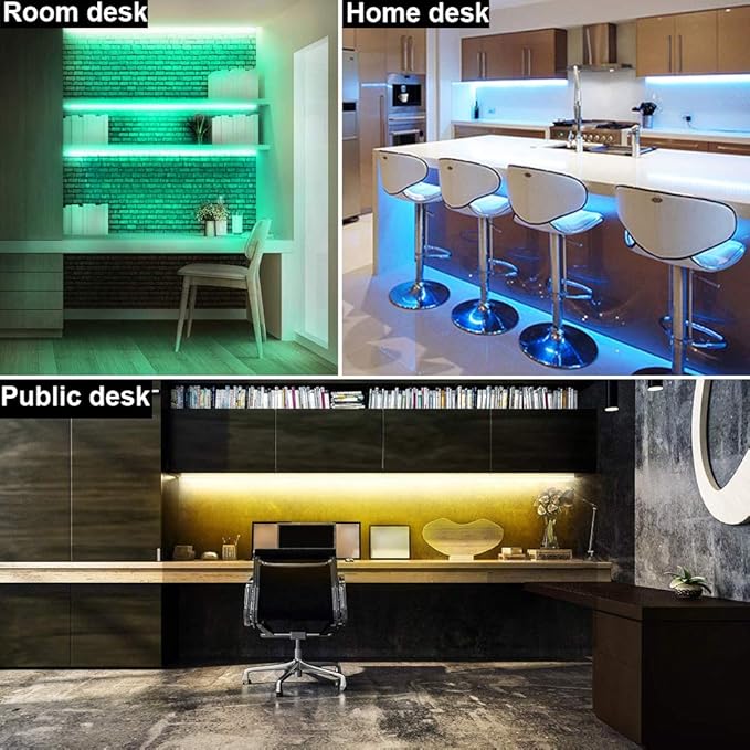 Dimmable Under Cabinet Lighting, RGB LED Light Bar, RF Remote Control Lamp, Multicolor Under Counter Lights for Desk, Room, Cupboard, Hallway, Shelf, Closet (12 Inch)