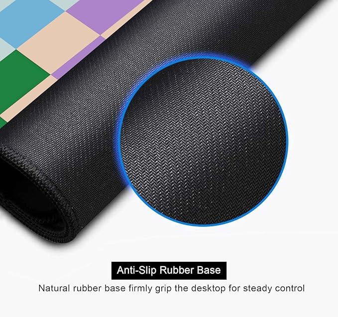 Colorful Checkered Desk Mat, Retro Purple Pink Blue Green XXL Large Mouse Pad, Aesthetic Big Computer Mouse Mat for Office, Rubber Base Mousepad Desk Pad with Stitched Edges, 35.4 x 15.7 in