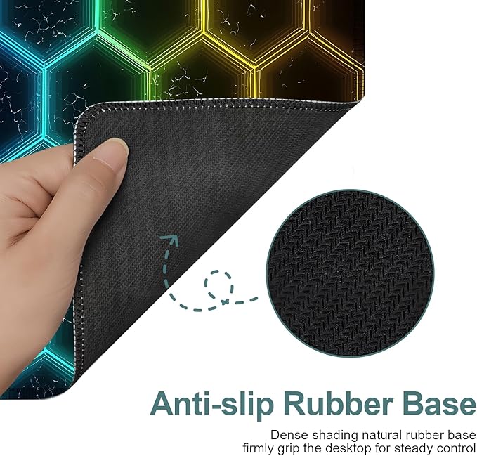 Honeycomb Extended Gaming Mouse Pad 31.5x11.8inches Large Desk Mat Anti-Slip Rubber Base & Durable Stitched Edges for Gamers Smooth Mouse Writing Surface for Desk Office/Home