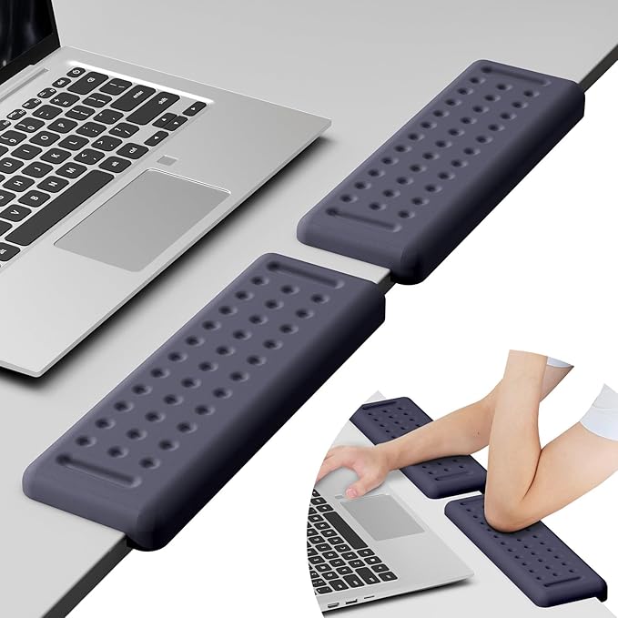 Leolee L-Shaped Desk Elbow Pads for Desk, Deep Blue Memory Foam Arm Rest for Desk with Non-Slip Base, Ergonomic Desk Edge Cushion, Wrist Rest for Computer Keyboard, Typing, Office, Home (2 Piece)