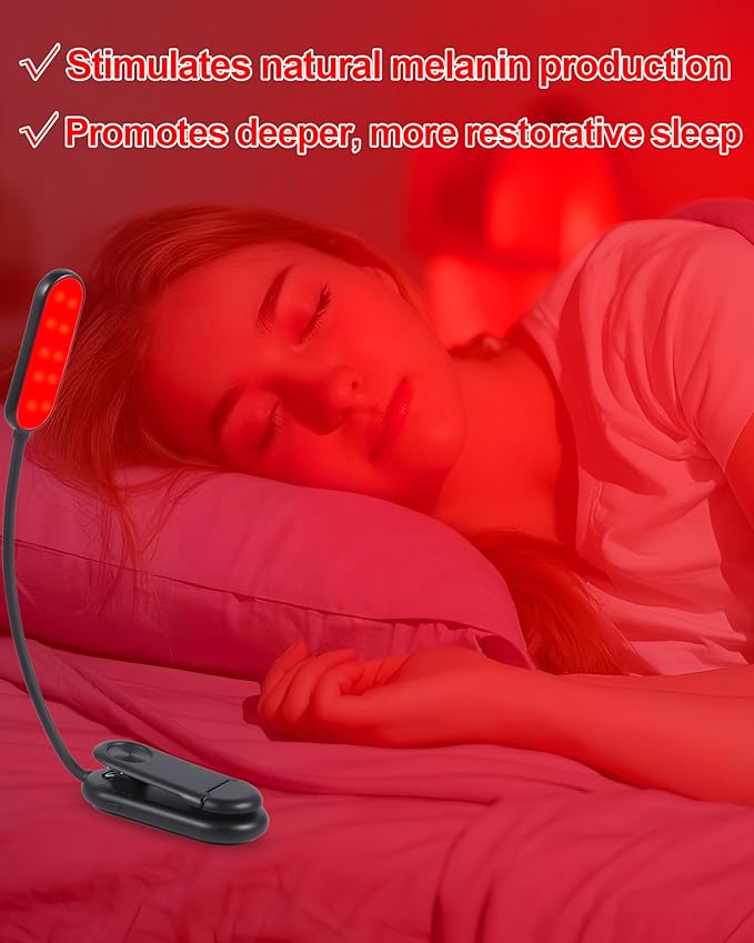 670nm Red Book Light [2 Pack] - Zero Blue Light, Rechargeable Clip On Red Reading Light Lamp for Reading at Night - Poratble Dimmable LED Book Lamp, Gift for Lovers Travel Studying Nursing