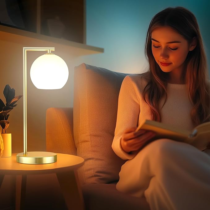 MOITA Cordless Table Lamp for Bedroom, Large LED Lamp for Living Room with Frosted Glass Shade, Bedside Lamps with Remote for Nightstand, 12 RGB Colors and 3 CCT Options