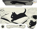 Ovenbird Mouse Pad Set 4-in-1 | Large Gaming Mousepad, Keyboard Wrist Rest, Mouse Wrist Support, Coaster | Ergonomic Office Desk Mat Accessories for Women Men | 4PCS, 35.4 x 15.7in, Black Cat