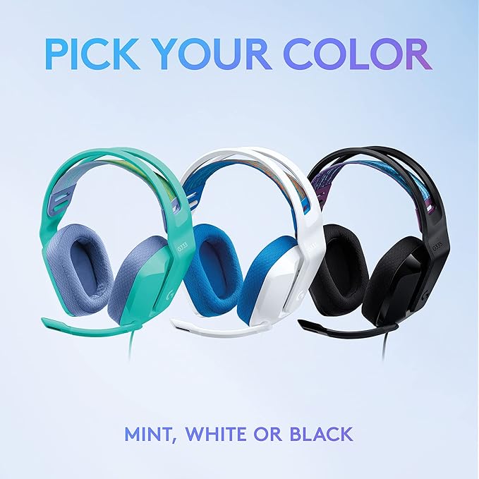 Logitech G335 Wired Gaming Headset, with Flip to Mute Microphone, 3.5mm Audio Jack, Memory Foam Earpads, Lightweight, Compatible with PC, PlayStation, Xbox, Nintendo Switch/Switch 2 - White