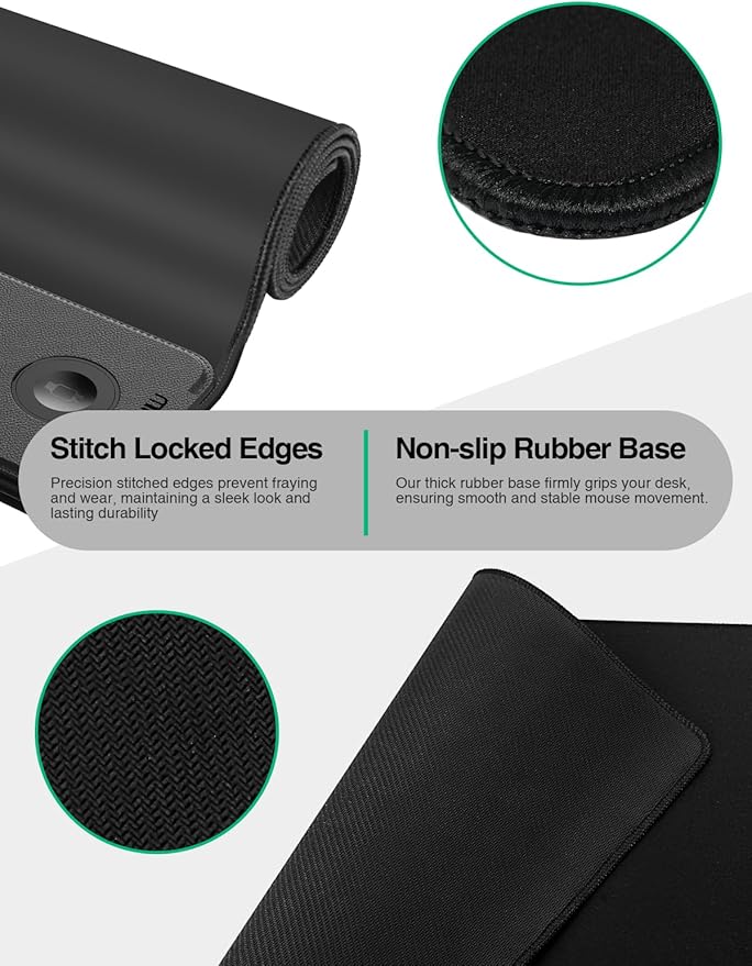 Mouse Pad with Magnetic Wireless Charging, Large Desk Mat, Non-Slip Mouse Mat, Keyboard Pad for Gaming, Desk, Office, PC (The Right Charging-Black with 20W PD Charger)
