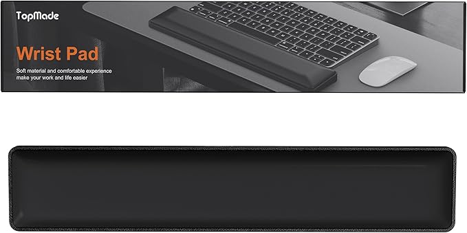 TopMade Keyboard Wrist Rest, Cooling Gel & Upgrade Soft Memory Foam Design Wrist Support for Keyboard, Full-Size Keyboard Hand Rest Pad, Ergonomic Palm Rest for for Long Hours of Work, Gaming, Black