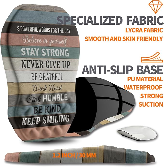 Ergonomic Slope Mouse Pad Wrist Support, Wrist Rest Mousepad for Carpal Tunnel with Massage Bulge and Slow Rebound Memory Foam (12x8 inch, Inspirational Quote)