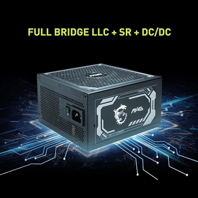 MSI MAG A1250GL PCIE5, Fully Modular Compact Gaming 1250W Power Supply, 80+ Gold, ATX 3.1 & PCIe 5.1 Ready, Native Dual-Color 12V-2x6 Cable, 10 Year Warranty