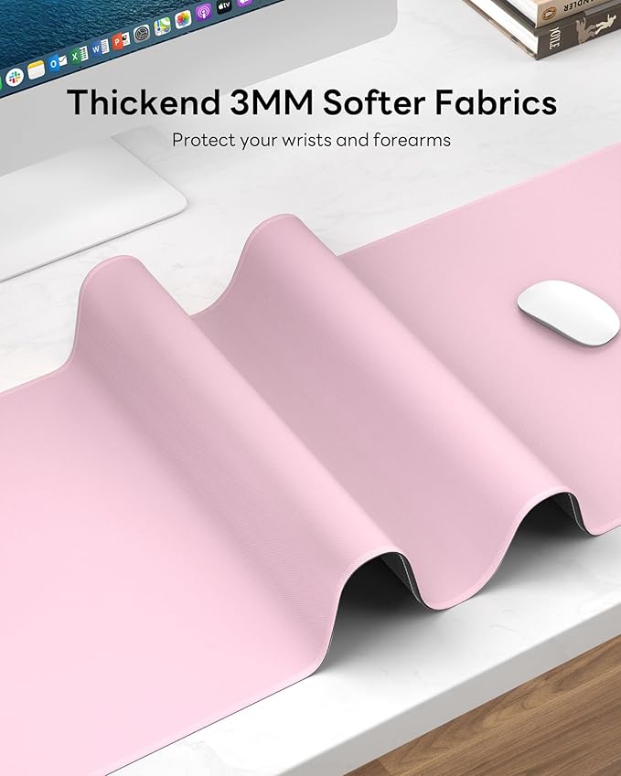 Pink Mouse Pad, 31.5 x 11.8 Large Desk Mat with Stitched Edges & Non-Slip Base, Mousepad for Office, Home, Work