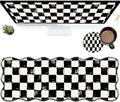 Black White Checkered Large Gaming Mouse Pad Plus a Coaster, 31.5 x 11.8 inches Desk Mat Extended XL Mousepad with Stitched Edge Non-Slip Rubber, Desk Pad Computer Mouse Mat for Home Office