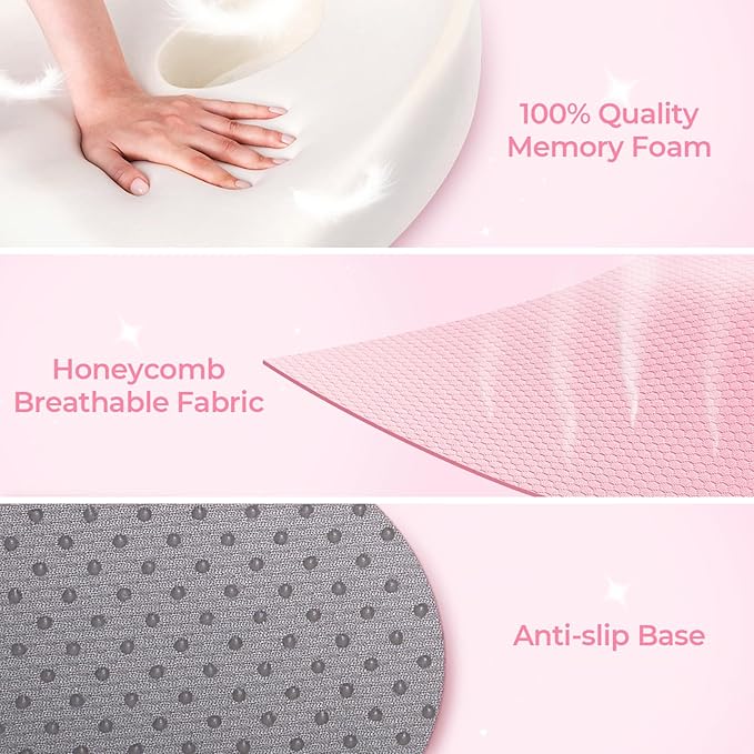 AUVON Innovative Donut Pillow, Scientific Center Hole and Coccyx Cutout, Orthopedic Donut Seat Cushion for Coccyx, Sciatica, After Surgery Sitting Comfort, FSA HSA Eligible