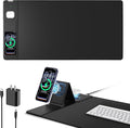 Mouse Pad with Magnetic Wireless Charging & Adjustable Phone Stand, 31.5"x15.8" Extended Desk Mat, Waterproof Ultra-Smooth Keyboard Pad, Non-Slip Base, with 20W PD Adapter, Black