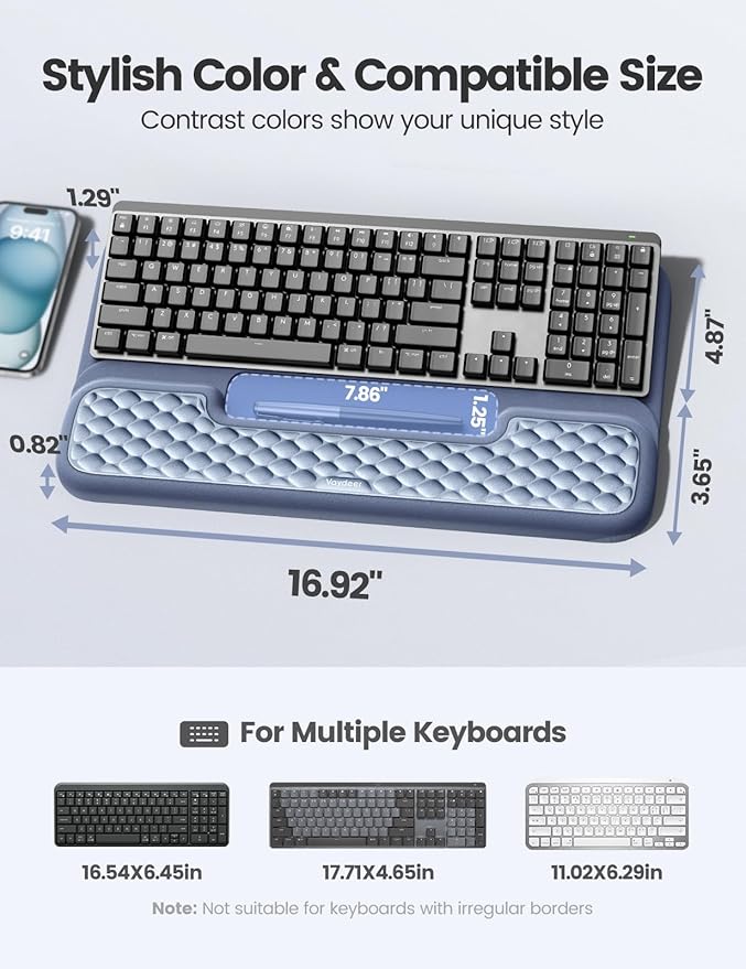 Vaydeer Wrist Rest with Keyboard Stand, Computer Wrist Support Pad, Ergonomic Keyboard Riser Holder Lift Tray with Wrist Pad, Soft Memory Foam Desk Cushion, Palm Hand Typing for Office Home Gift-Black
