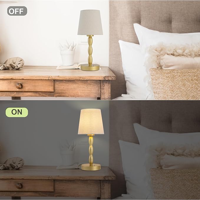 CASTLELIFE Portable Cordless Table Lamp,Touch Desk Lamp Rechargeable Battery Powered, 3-Level Brightness Stepless Dimmable Bedside Night Lamp,for Bedroom/Restaurant/Bars/Outdoor, Bulb Included,Gold