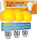 Neporal Amber Sleep Light Bulbs 1800K 3PK, 9W 60 Watt Equivalent, 99.96% Blue Blocking Soft Warm Light Bulbs A19, Amber Night Light E26 for Bedroom and Baby Nursery Light