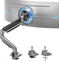 ARES WING Ultrawide Monitor Arm, Heavy Duty Single Monitor Mount for 13"-49" Curved Screens, Adjustable Stand for Desk with C-clamp & Grommet Base up to 40 LBS, Gray