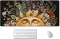 SSOIU Vintage Sun with Woodland Treasures, Amanita Mushroom, Fern, Forest Plants Sun Forest Woodland Nature Mushroom Wild Foraging Green Witch Desk Mat, Extended Mouse Pad, XXL Gaming Desk 35.5"x15.7"