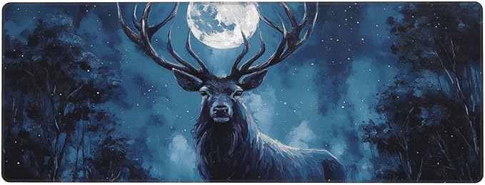 Deer Moon Mouse Pad Extended Large Gaming Mouse Pad XL Stitched Edges for Gamer Home Office 31.5 X 11.8 Inch