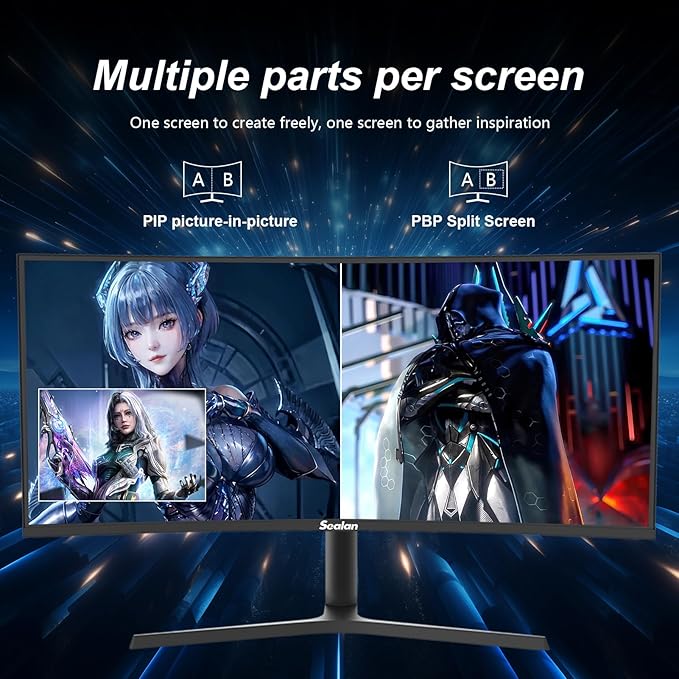 34 Inch UWQHD Curved Gaming Monitor,165Hz 3440x1440 Ultrawide PC Monitor 1500R,21:9 Display,PIP/PBPm,HDR400,4000:1 Contrast,Tilt/Swivel/Height Adjustment,HDMI2.0 & DP1.4