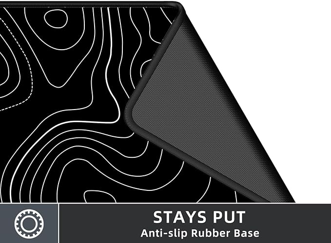 Extra Large Gaming Mouse Pad with Black Topographic, XXL Mousepad, Big Mouse Mat Desk Pad, Non Slip Keyboard Pad for Gaming Computer Laptop PC Office Desk Accessories