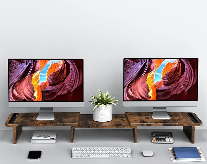 Zimilar Dual Monitor Stand Riser – Rust Brown Large