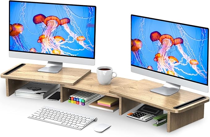Zimilar Dual Monitor Stand Riser – Wood