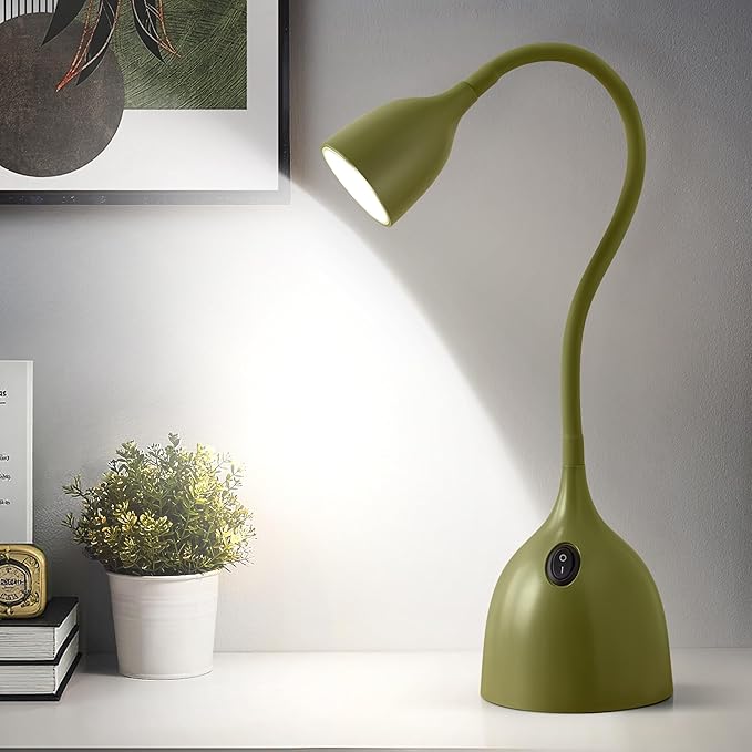 Gooseneck Desk Lamp 360° LED Flexible Reading Light Small Desk Lamps for Small Spaces Home Office Bedroom College Dorm Desk Bookshelf Nightstand Table Lamp (Green)