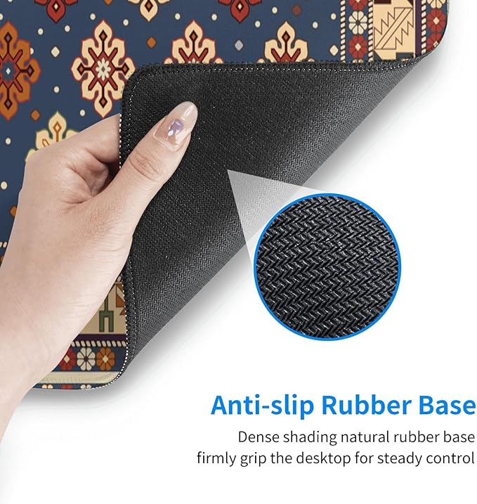 Persian Rug Mouse Pad Extended Large Gaming Mousepad XL Big Long Oversized Desk Mat Stitched Edges 31.5 X 11.8 Inch for Home Office