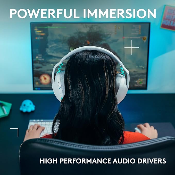 Logitech G321 Lightspeed Wireless Bluetooth Gaming Headset, Dynamic Comfort and fit, 16 kHz Boom mic, 20+ hrs Battery, PC, PS4, PS5, Nintendo Switch, Mobile - White