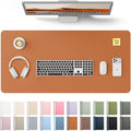 YSAGi Leather Desk Protector, Office Mat, Large Mouse Mat, Non-Slip PU Leather Blotter, Laptop Desk Mat, Waterproof Writing Pad for Office and Home (Brown, 35.4" x 17")