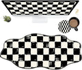 Black White Checkered Large Gaming Mouse Pad Plus a Coaster, 35.4 x 15.7 inches Desk Mat Extended XXL Mousepad with Stitched Edge Non-Slip Rubber, Desk Pad Computer Mouse Mat for Home Office