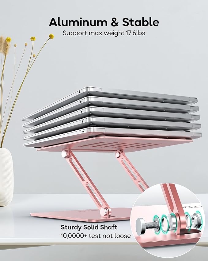 Adjustable Laptop Stand, Ergonomic Computer Stand for Desk, Aluminum Ventilated Colling Lectern Stand Compatible with MacBook Pro Air, HP, 10-15.6" All Laptops