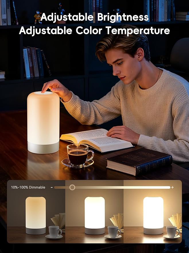 RGBICWW Smart Table Lamps, Touch Bedside Small Table Lamp, LED Desk Lamp with 30+ Scenes & 16M Colors, App & Touch Control, Color Changing Lamp for Bedroom Living Room Dimmable Night Light, Black