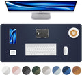 Leather Desk Pad Protector,Desk Mat,Large Mouse Pad, Non-Slip Desk Pad, Waterproof PU Leather Desk Blotter Mat, Desk Cover for Office and Home (Midnight Blue, 36" x 17")