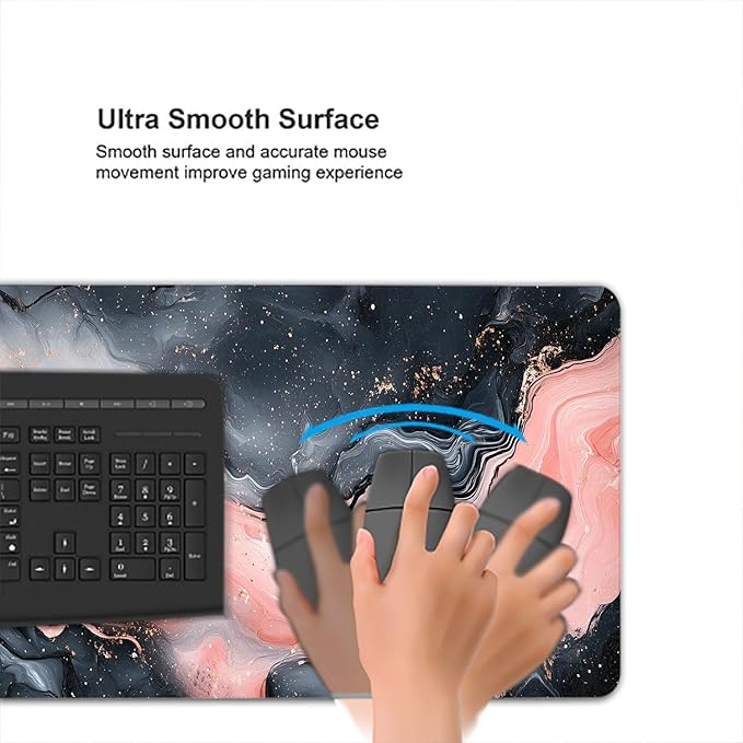 Marble Desk Pad Mouse Pad Abstract Fluid Pink and Black XL Mouse Pad Large Mousepad Extended Laptop Keyboard Mat Gaming Desk Pad Mouse Mat 31.5"x11.8" Office Computer Keyboard Laptop Home