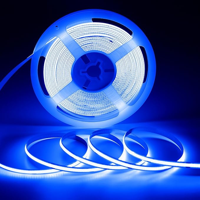 32.8FT/10M Blue COB LED Strip Light, 3200LEDS LED Tape Lights, High Bright CRI93+ Flexible Dimmable Light Strip for Bedroom TV Backlight Monitor Gaming Room Bar Decor(with Plug)
